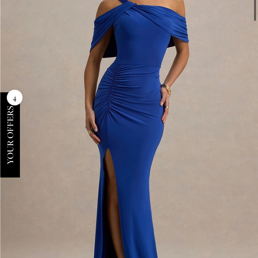 Club L London Royal Blue One Shoulder Dress